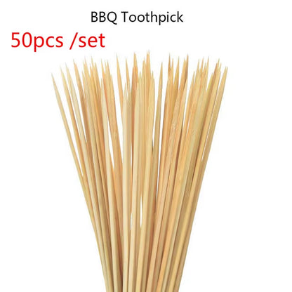 30/50PCS Disposable Wooden Grill Grilling Bbq Tools Outdoor Cooking BBQ Sticks Bamboo Skewers Barbecue Tools Fruit Sticks