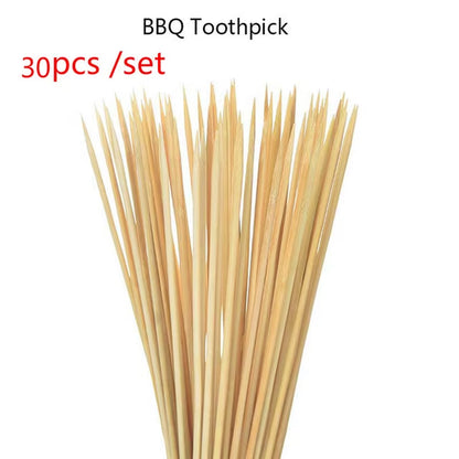 30/50PCS Disposable Wooden Grill Grilling Bbq Tools Outdoor Cooking BBQ Sticks Bamboo Skewers Barbecue Tools Fruit Sticks