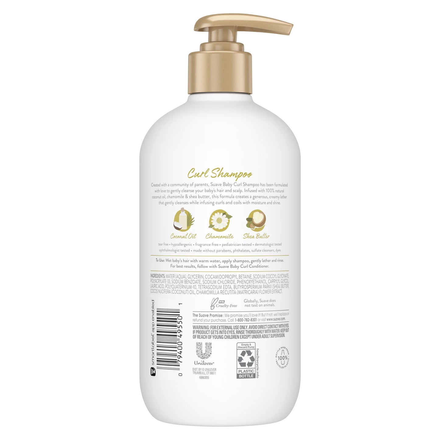 Baby Curl Shampoo with Pump, 100% Coconut Oil, Chamomile & Shea Butter, 100% Natural, 13.5 Oz